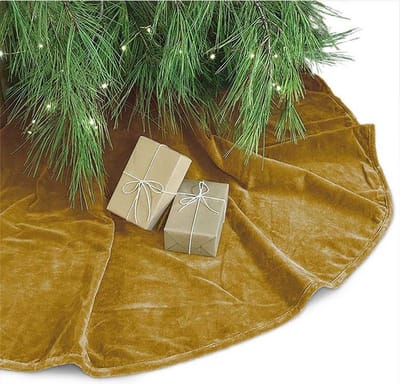 Unique Living Kerstboomrok - velvet goud - D120 cm - polyester - kerstboomkleed - rok voor kerstbomen