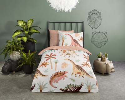 Good Morning dekbedovertrek dinosaurussen - 1 persoons 140x200/220 cm - Multi - 100% Katoen renforc�