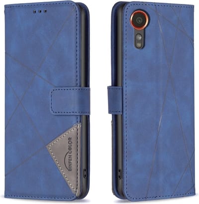 BINFEN Hoesje - Geschikt voor Samsung Galaxy Xcover 7 Hoesje - BINFEN Geometric Book Case - Blauw