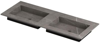 INK Post Wastafel Keramische Slab Envelop Bak Dubbel Zonder Kraangaten - 1200x450x10 mm - Armani Grey Mat