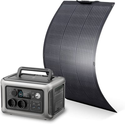 ALLPOWERS R600 Draagbaar Energiestation 600W 299Wh LiFeP04 Accu - R600-Zwart + SF100 100W Zonnepaneel