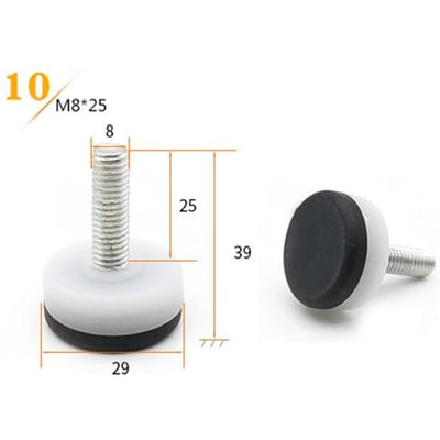 20 stuks/partij Verstelbare meubelvoet elektrische instrument voetpad Antislip basis Nylon bumpers + M6 M8 M10 draadsteel 20 Pcs
