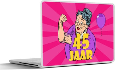 Laptop sticker - 12.3 inch - Vrouw - Verjaardag - 45 Jaar - 30x22cm - Laptopstickers - Laptop skin - Cover