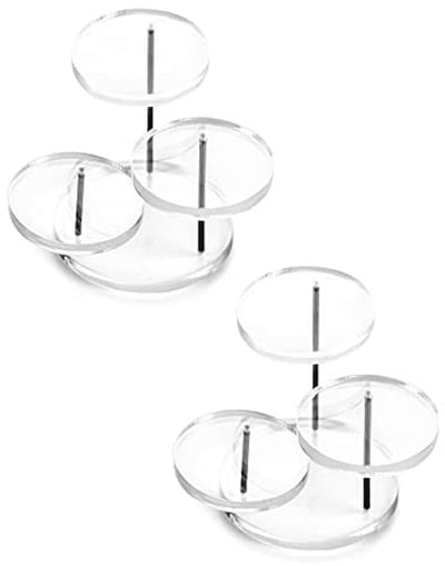 3 Laags Mini Acryl Display Stand - Transparante Ronde Standaard voor Ringen, Oorbellen, Armbanden, Minifiguren (2 Stuks)