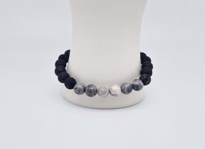 Handgemaakte "Armband Vulkanische" natuurstenen armband “Lava Donker -Map Jaspe ” - 8 mm diameter van de korrel- Diameter armband 20 cm - Een mooi cadeau voor familie en vrienden