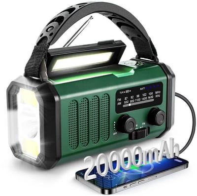 Unyqoos® Draagbare noodradio met zonne-energie en 20.000 mAh batterij voor buitenavonturen