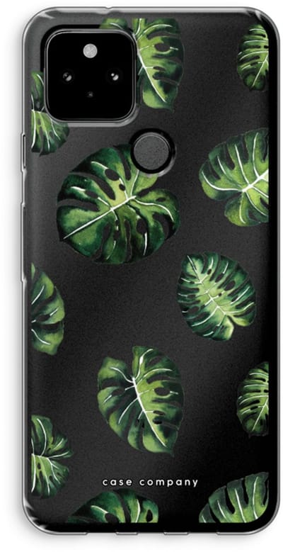 Case Company® - Hoesje geschikt voor Google Pixel 5 hoesje - Tropische bladeren - Soft Cover Telefoonhoesje - Bescherming aan alle Kanten en Schermrand