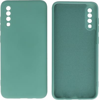 Hoesje Geschikt voor Samsung Galaxy A70 - Fashion Telefoonhoesje Backcover - Siliconen Hoesje - Donker Groen