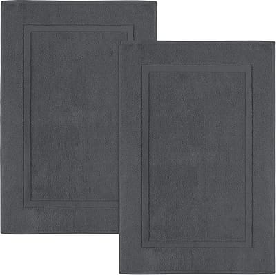 Towels - Badmatten van katoen, [geen badkamertapijt], 53 x 86 cm, 100% ringgesponnen katoen, zeer absorberend en machinewasbaar, voor douche en badkamer (2 stuks) (Grijs)