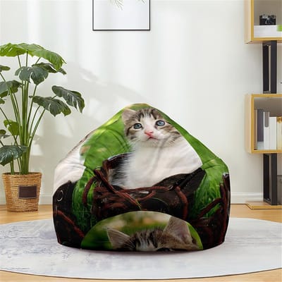 Grote Zitzakhoes voor Volwassenen en Tieners - Wasbaar Linnen met Kattenprint - XL