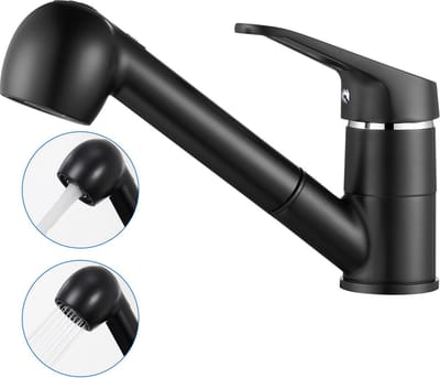 Auralum max keukenkraan met uittrekbare uitloop - Keukenmengkraan - Handdouche - Uittrekbaar - Flexibele Slang - keuken kraan zwart