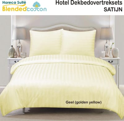 Homéé hotel dekbedovertrekset satijn gestreept 27mm eenpersoons 140x220cm CVC 140g. m2 saffraangeel