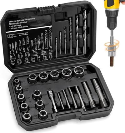 Schroefdraaierset - Tappen en trekmatrijzen - Afgebroken schroeven verwijderen - 26-delige complete set - Diverse maten