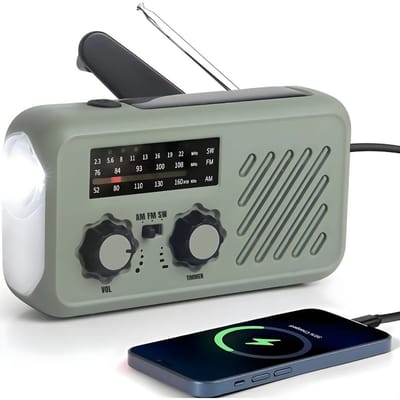 DnA® Noodradio Solar Opwindbaar - Noodradio - Noodradio Solar - Groen - 40cm x 70cm x 130cm