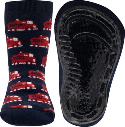 Ewers antislip sokken donker blauw met brandweer