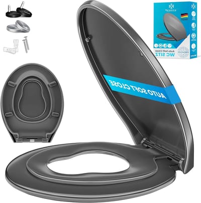 Toiletbril met softclose - Toiletdeksel Duroplast - Eenvoudige montage - Quick-Release functie - 434 x 358 cm - Grijs