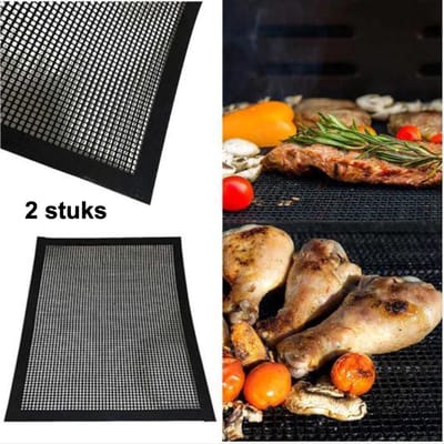 CHPN - BBQ matje - Bakmat - BBQ-Matjes - Zwart/Grijs Classic - Teflon - Antikleef - Ovenbeschermer - Universeel - BBQ accessoire - Ovenmatje