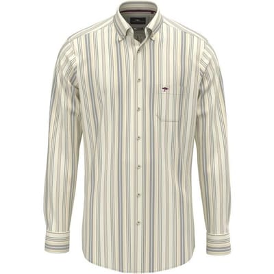 Fynch-Hatton Overhemd Multi Stripe Washed Oxford Button-Down Deep Merlot / male
