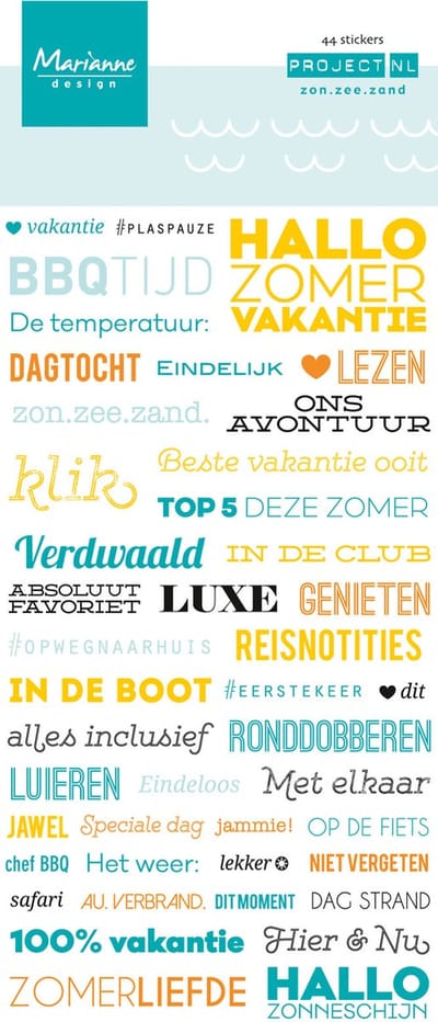Marianne Design Decoration tekst stickers zon, zee, strand