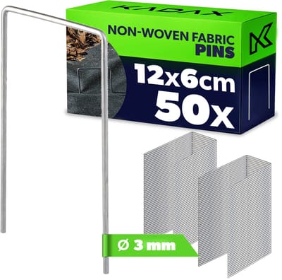 KADAX Stalen grondanker, U-vormige ankerharingen, tuinnietjes, bevestigingsharingen, onkruidvlies (50, 6 x 12 cm)