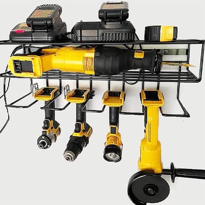 Organizer voor elektrisch gereedschap - Wandrek van robuust staal met 3 niveaus