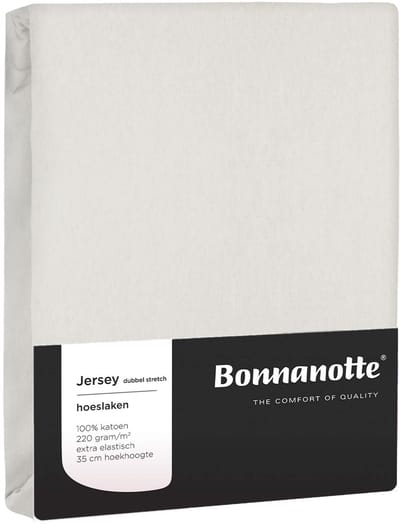 Bonnanotte Hoeslaken Jersey Dubbel Stretch Offwhite 80x200 t/m 90x220