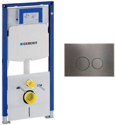 Geberit Duofix Element - UP320 - QeramiQ metal bedieningsplaat - wand - 112cm - ronde knoppen - metaal gunQeramiQ metal - geborsteld gunmetal antraciet
