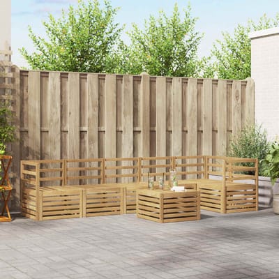 vidaXL - Buiten - bank - set - 7 - st - Wit - Massief - Acacia - Hout