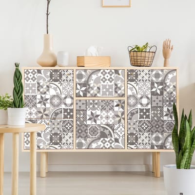 Decoratieve meubelstickers - 30 authentieke Jeviana cementtegel meubelstickers - 30 stickers 10x10cm