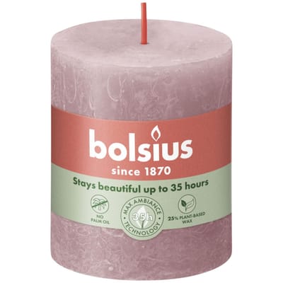 Bolsius Stompkaars Ash Rose Ø68 mm - Hoogte 8 cm - Grijs/Roze - 35 branduren