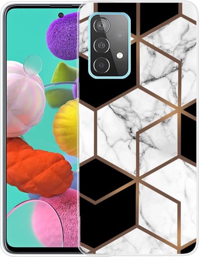 Coverup Hoesje - Geschikt voor Samsung Galaxy A13 4G Hoesje - Coverup Marmer TPU Back Cover - Zwart / Wit
