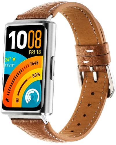 Strap-it Leren bandje geschikt voor Huawei band 11 / Huawei band 11 Pro - Bruin