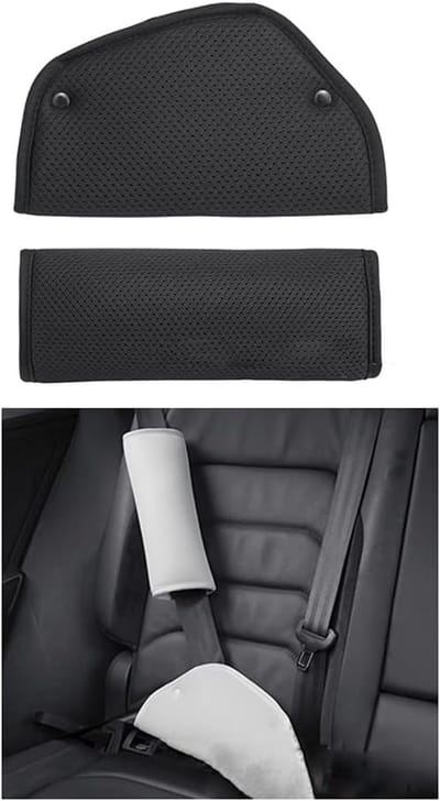 Autogordel Pad - Gordelbeschermer Kinderen - Comfortabel Reizen - 4-delige Set - Universeel - Zwart Wit
