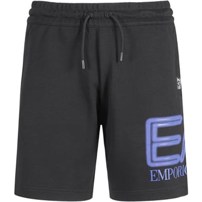 Emporio Armani EA7 SS24 Logo Print Wijde Bermuda Casual Shorts Heren shorts Zwart 3DPS76-PJSHZ-1200 S black