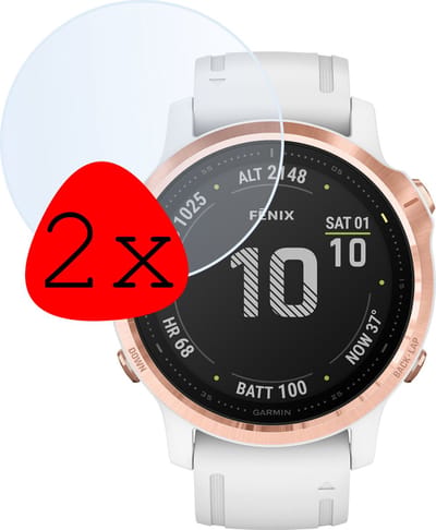 Screenprotector - 2 Stuks Geschikt voor Garmin Fenix 6s Pro - Extra Sterk - Tempered Glass - Gehard Glas - Beschermglas Screen Cover - Bescherm Protector voor Smartwatch