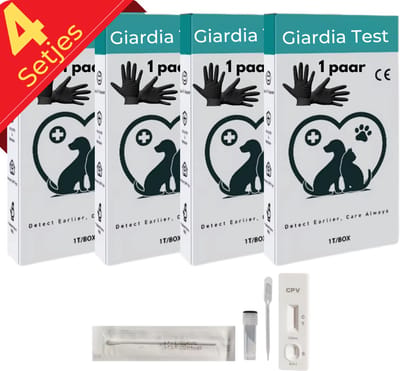 Giardia test hond - Giardia Ag Rapid Test - Giardia rapid test - 4 Stuks - Giardia sneltest - Giardia Test Kits - Snap Test voor Honden en Katten - Snap Test - inclusief 4 paar handschoenen