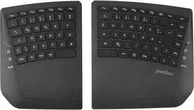 Draadloos Ergonomisch Toetsenbord met Gesplitst Ontwerp, TKL, Verstelbare Hellingshoek, QWERTZ Indeling - Zwart