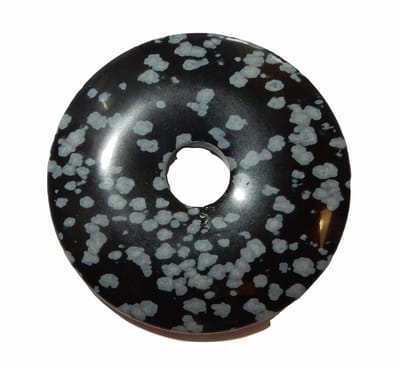 Sneeuwvlok Obsidiaan Donut Hanger (groot)