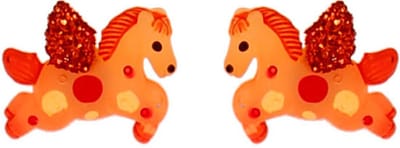 Kinderoorbelletjes - Paardje Oranje met Glitters - 2x1,5cm