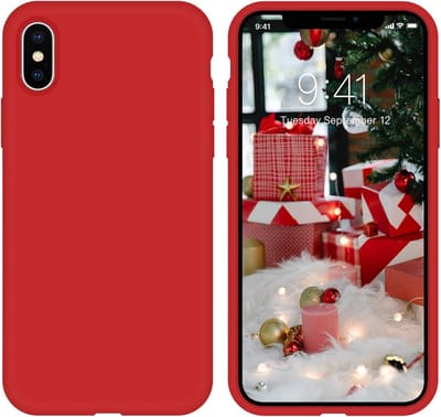 Solid hoesje Soft Touch Liquid Silicone Flexible TPU Cover - Geschikt voor: iPhone X / XS - Rood