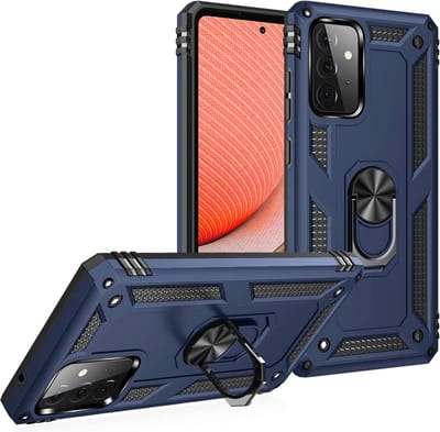 Ring Armor hoesje Geschikt voor Samsung Galaxy A73 5G - Blauw - Draaibare standaard - Magneet - ZT Accessoires