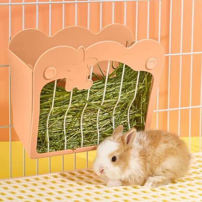 Hanging Hay Rack voor Konijnen en Cavia's - Ideale Voederoplossing voor Kleine Dieren, Roze Design