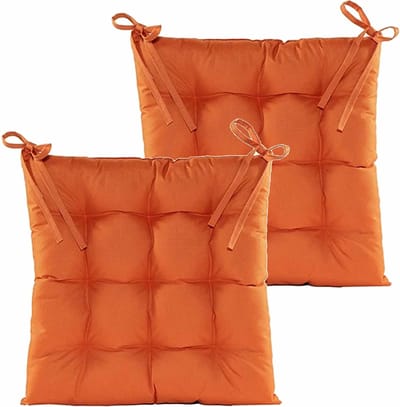 Anna's collection Stoelkussen gewatteerd - 2x - oranje - 38 x 38 cm - binnen/buiten