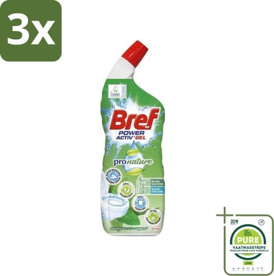 3 x Bref WC - Power Activ+ - Toiletreiniger - Gel - Eucalyptus - 700 ml - Grootverpakking - Toiletreiniger - Eucalyptusgeur - Milieuvriendelijk - Natuurlijke Ingrediënten - Duurzame Verpakking