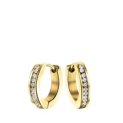 Lucardi Meisjes Oorring met plating - Kristal - Cadeau - Staal - Goudkleurig