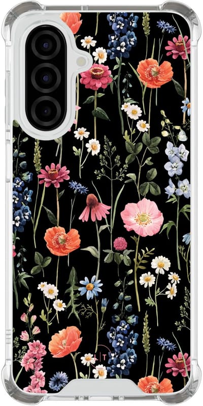 Shockproof hoesje - Geschikt voor Samsung Galaxy A26 - Dark flowers - Extra sterke case - TPU/polycarbonaat - Bloemen - Multi, Transparant