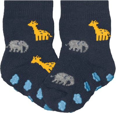 FALKE Summer Animals Noppen op de zool katoen Huissokken baby blauw - maat 62-68