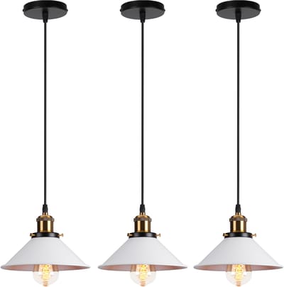 Set van 3 Hanglamp Modern Kroonluchter Industriële E27 Plafondlamp voor Keuken Slaapkamer Woonkamer Wit