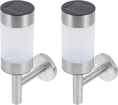 2-delige roestvrijstalen LED-zonnelampen Buitenlampen voor wandmontage Voor landschapstuinen en binnenplaatsen Sensorlampen voor decoratie van omheiningen rondom het huis