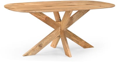 Eettafel Deens Ovaal Runa mangohout met Houten Onderstel 180x100x76 cm